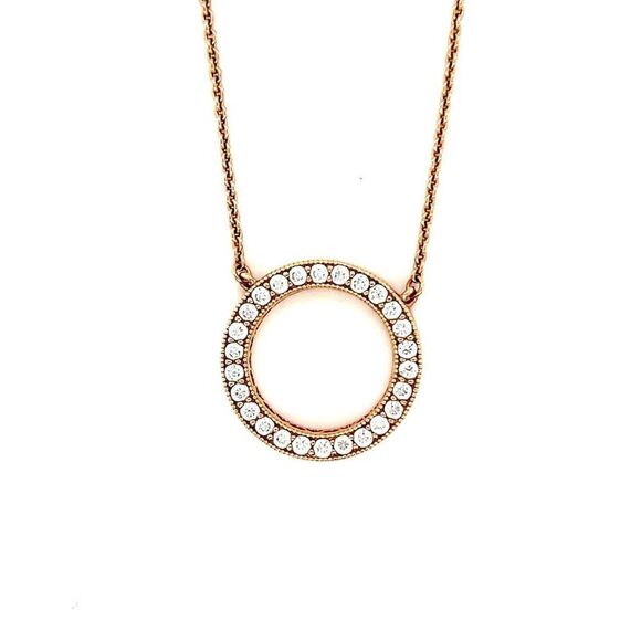 Pandora Rose Gold Circle Of Sparkle Cz Necklace - Picture 1 of 7